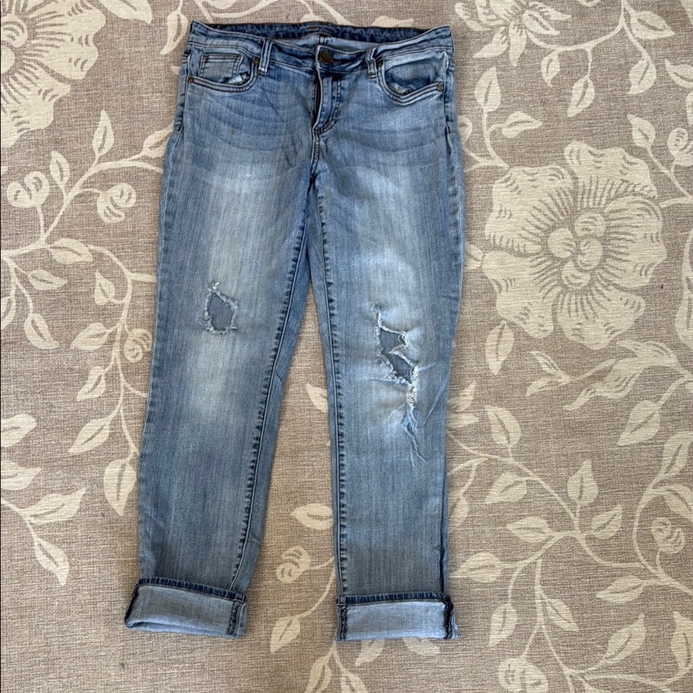 Kut from the Kloth Blue Ankle Cropped Distressed Jeans